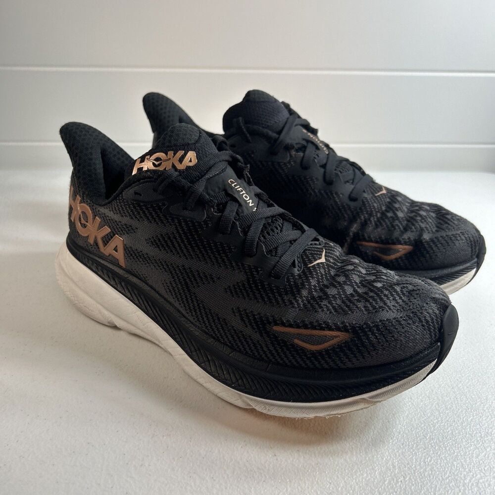 Hoka One One Women’s Shoes Size 7 D Clifton 9 Black Rose Running Sneakers - Picture 6 of 12